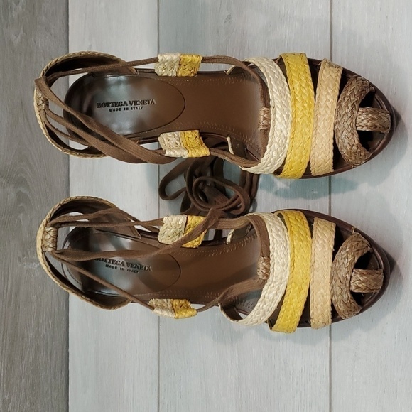Bottega Veneta Womens Lace Up Wedge Sandals shoes sz 39.5/9.5 - Picture 3 of 14